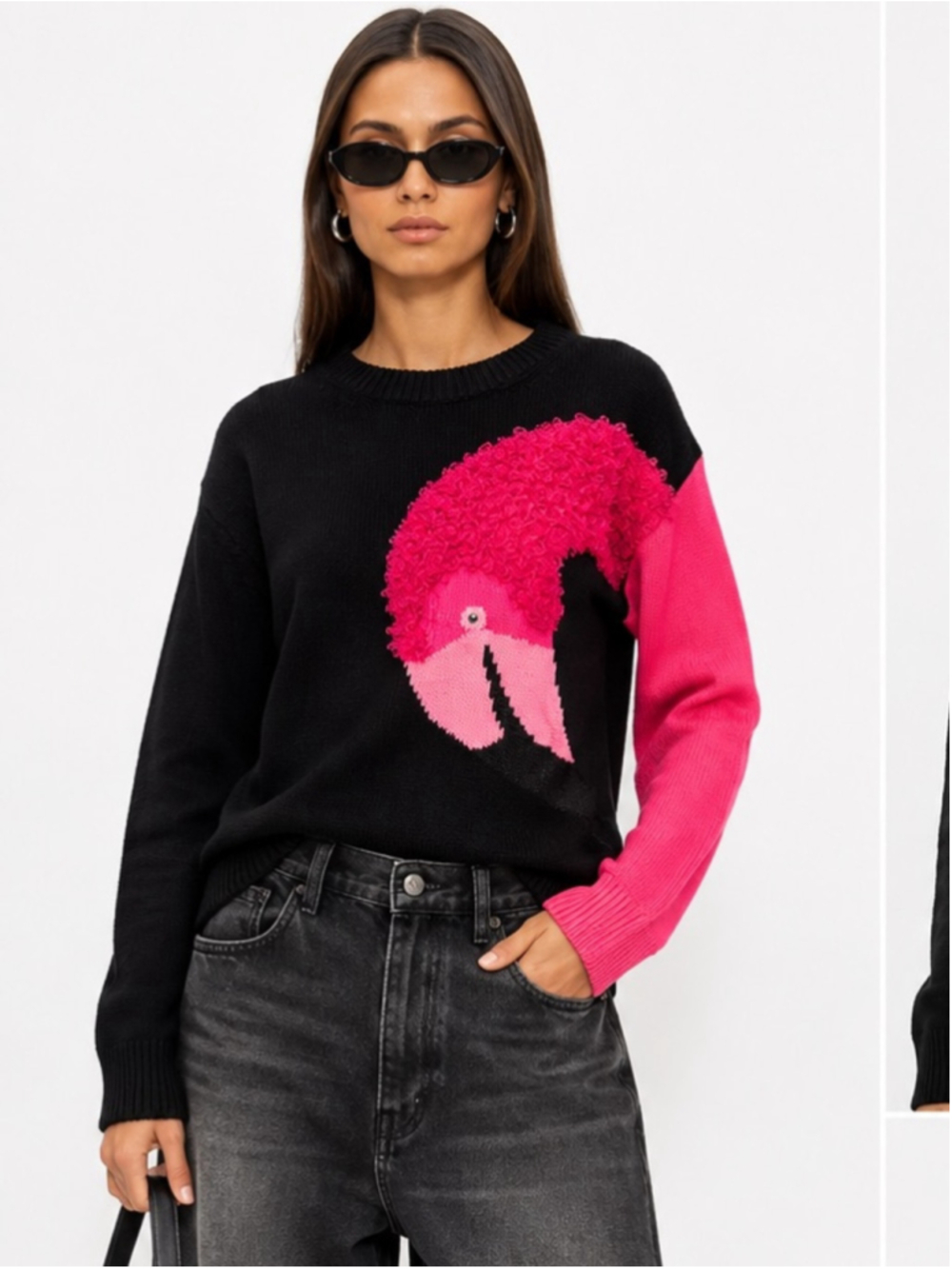 Diesel M Flamy A Flamingo Sweater Black Pink Size S NWT